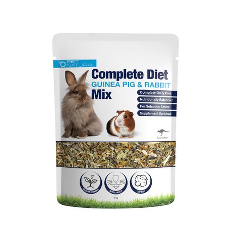 Complete Diet Mix for Guinea Pigs and Rabbits 1kg Bag Food for Small Animals - Tank Terrarium Australia Small Animal Food