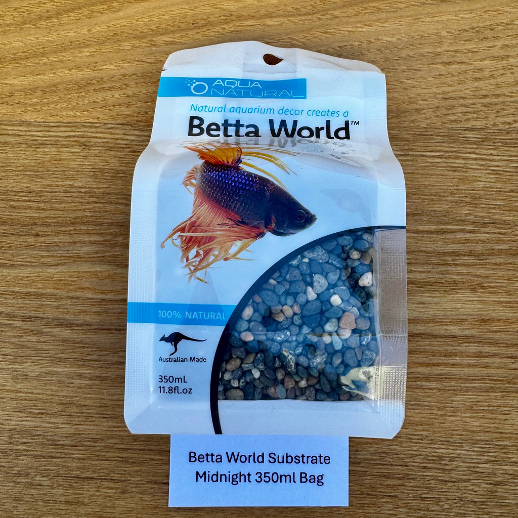 Betta World Substrate - Midnight Betta Gravel 350ml Bag - Tank Terrarium Australia Betta World