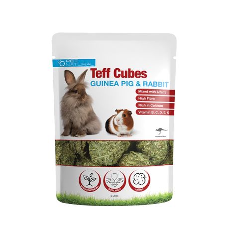 Guinea Pig & Rabbit Food Teff Cubes 2lt Bag - Tank Terrarium Australia Small Animal Food