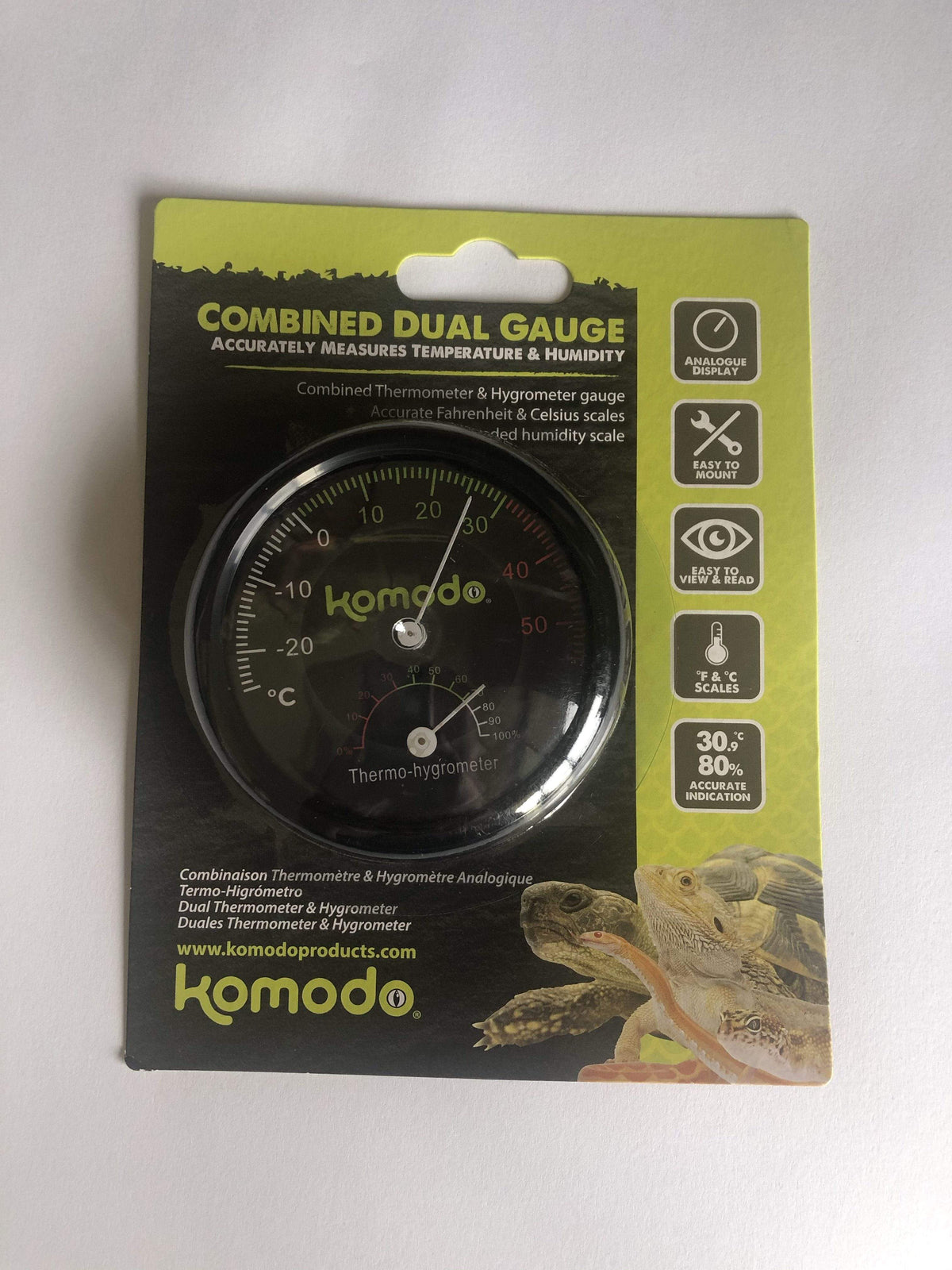 Analogue Thermometer & Hygrometer - Komodo - Tank Terrarium Australia Reptile Monitoring