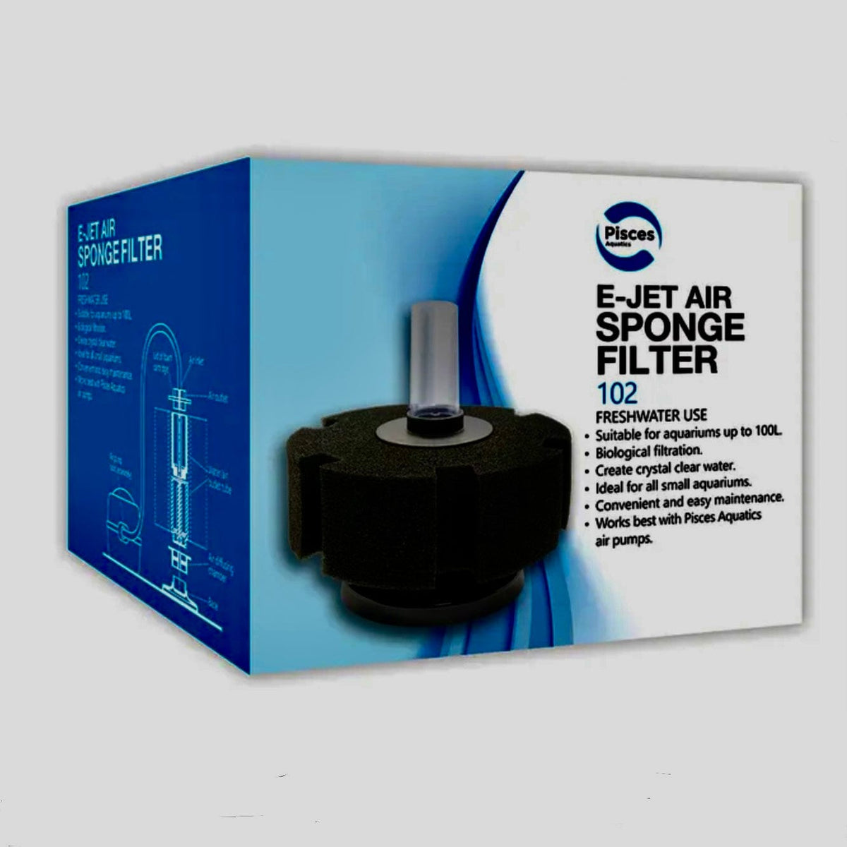 Pisces Aquatics E-Jet Air Sponge Filter 102 - Tank Terrarium Australia Aquarium Filter