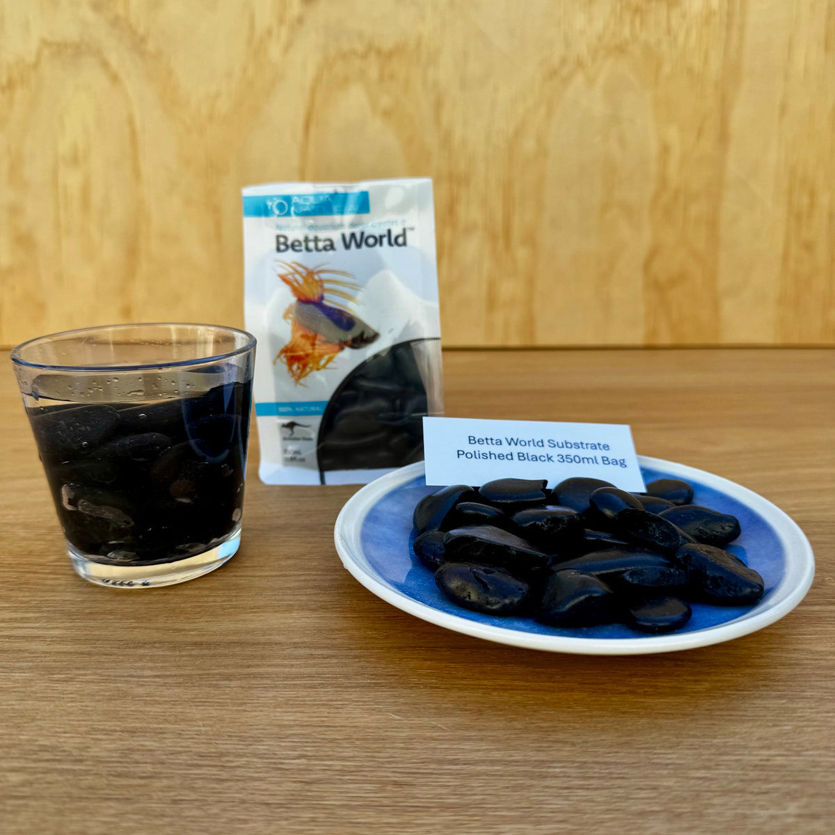 Betta World Substrate - Polished Black Betta Pebbles 350ml Bag - Tank Terrarium Australia Betta World