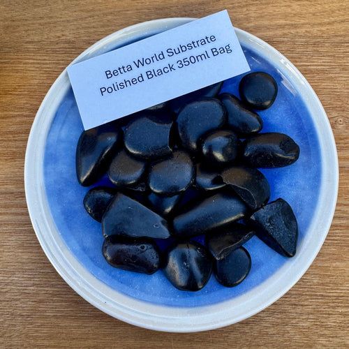 Betta World Substrate - Polished Black Betta Pebbles 350ml Bag - Tank Terrarium Australia Betta World