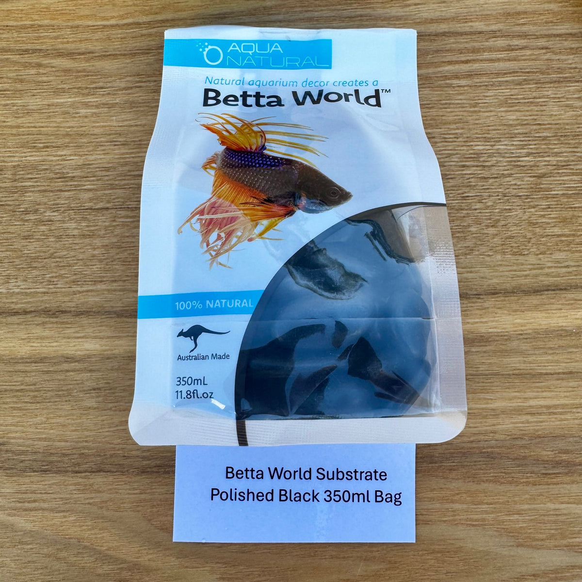 Betta World Substrate - Polished Black Betta Pebbles 350ml Bag - Tank Terrarium Australia Betta World