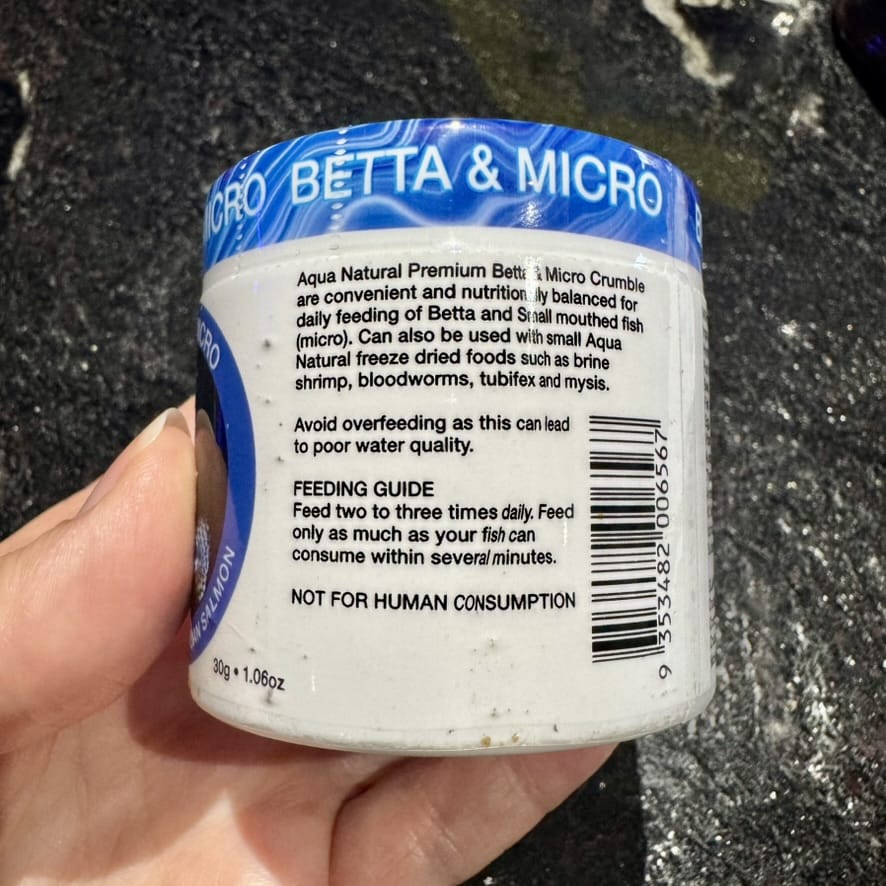 Betta & Micro Crumble Food 50g - Aqua Natural Fish Food - Tank Terrarium Australia Fish Food