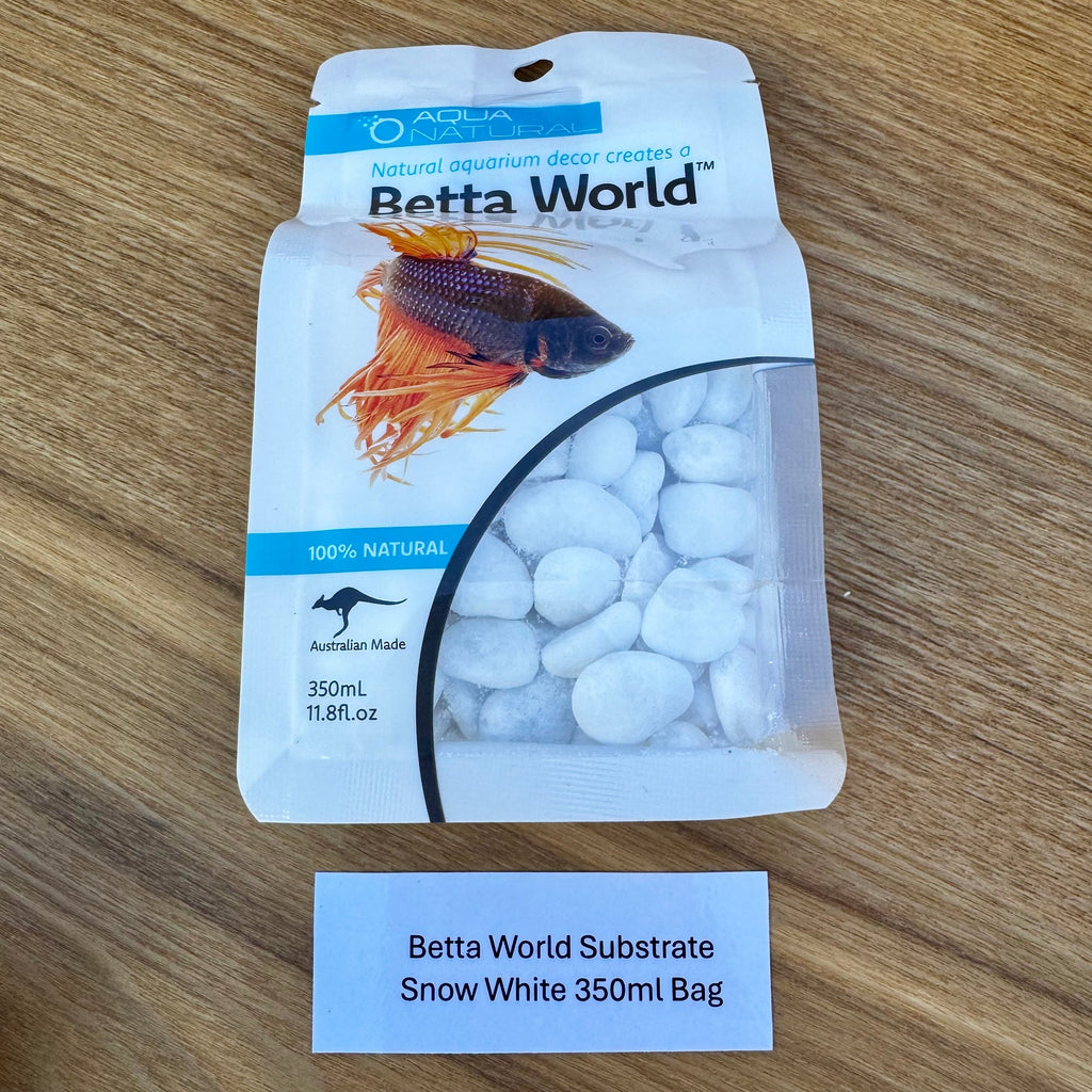 Betta World Substrate - Snow White Betta Pebbles 350ml Bag - Tank Terrarium Australia Betta World